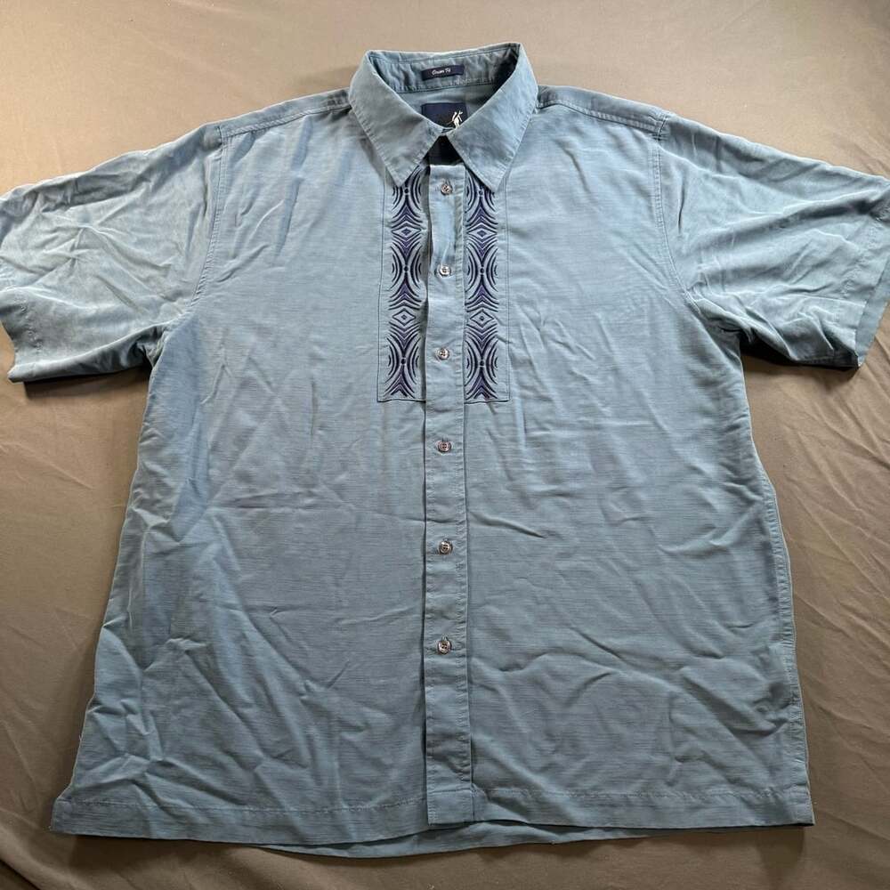 Toes on the Nose Dream Fit XL Blue Embroidered Aloha Hawaiian Resort Shirt